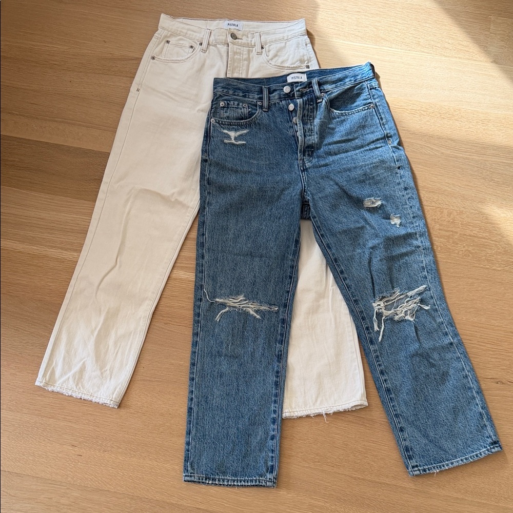 Pistola White and Blue Distressed Jeans two pairs size 26